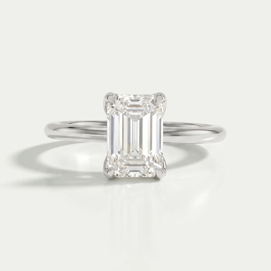 Emerald Cut Tulip Basket Set Engagement Ring Ring