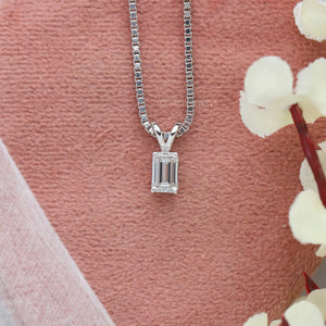 Emerald Cut Lab Grown Diamond Solitaire Pendant