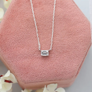 Single Emerald Cut Lab Grown Diamond Pendant