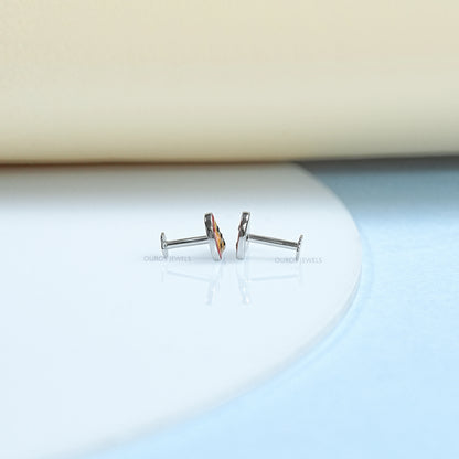 Brown Gemstone Pizza Slice Baby Stud Earrings