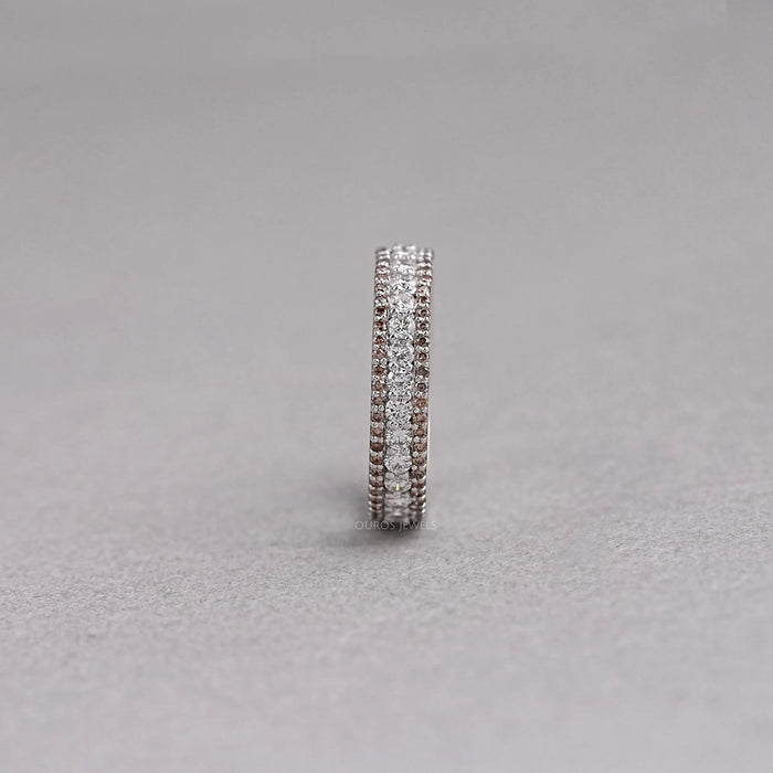 Three Row Brown Diamond Eternity Wedding Band