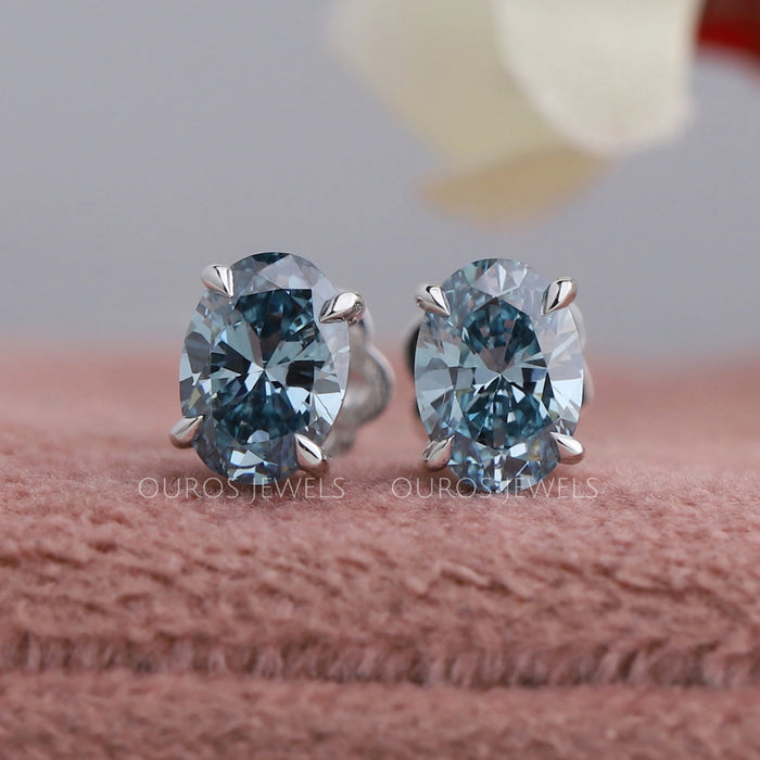 Oval Solitaire Diamond Earrings