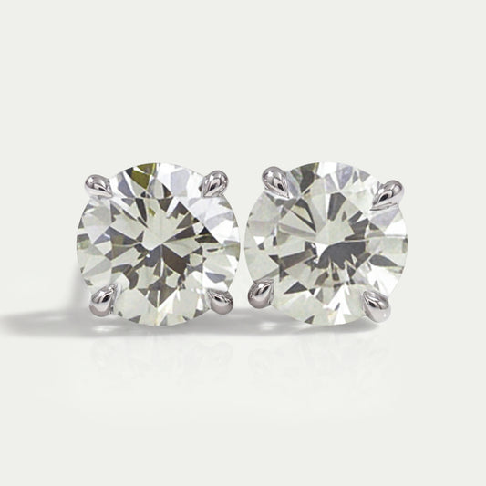 Green Lab Grown Round Diamond Earrings