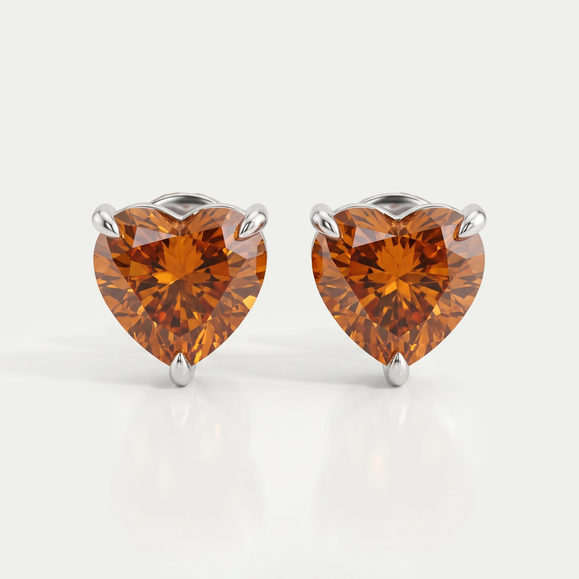 Red Heart Diamond  Solitaire Stud  Earrings