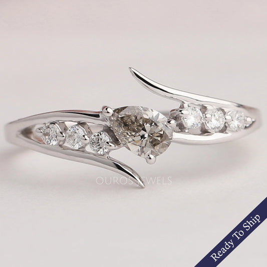 Olive Pear Diamond Bypass Ring
