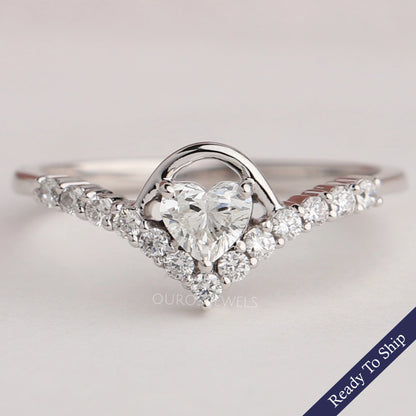 Heart Cut Lab Diamond Curved Ring