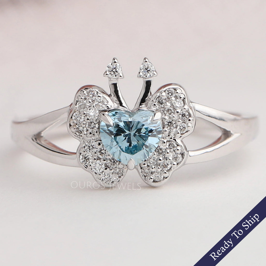 Heart Cut Butterfly Shape Cluster Diamond Ring