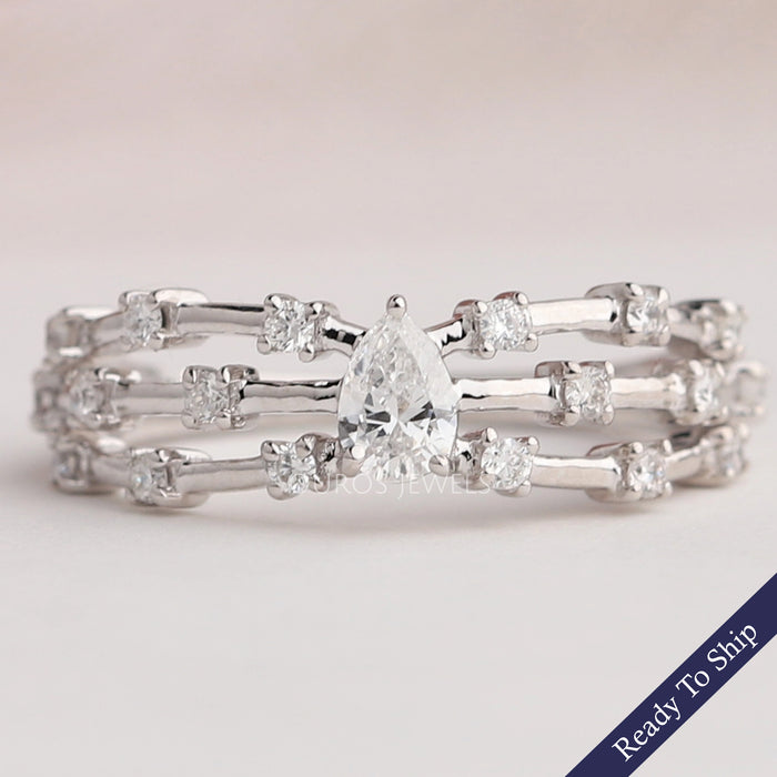 Pear Diamond  Solitaire Accent Ring