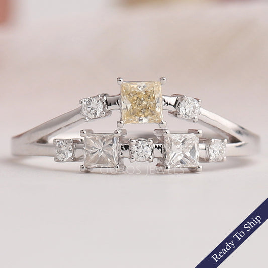 Princess And Round Cut Lab Diamond Cluster Ring