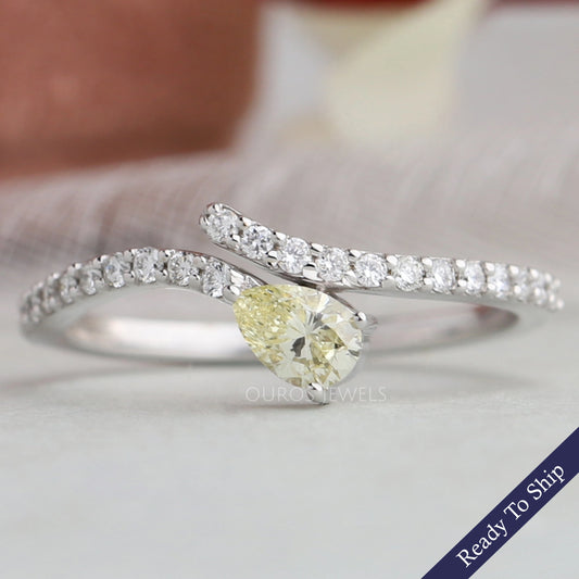 Yellow Pear Diamond Bypass Ring