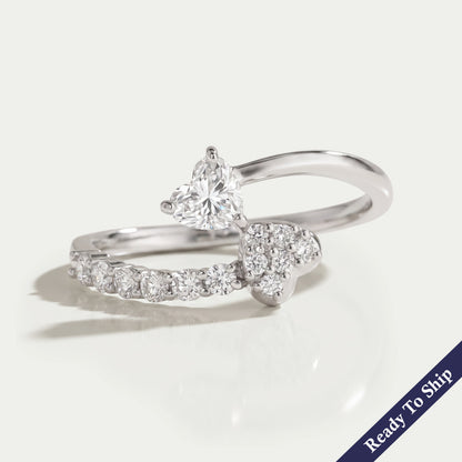 Heart Diamond Bypass Set Dainty Ring
