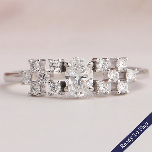 Oval Cut Cluster Diamond Ring