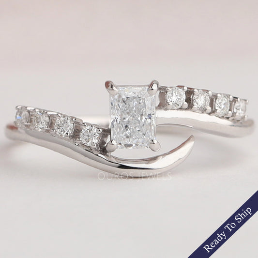 Radiant Cut Accent Diamond Wedding Ring