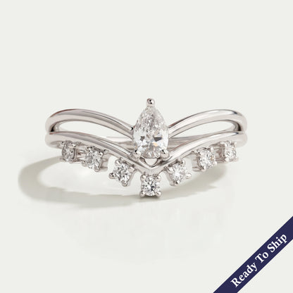 Pear Diamond Curved Dainty Ring