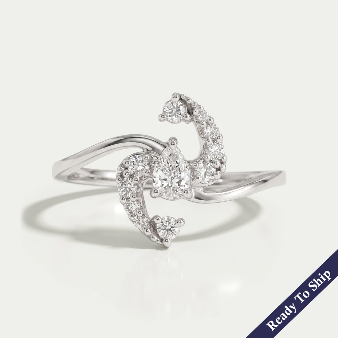 Pear Cut Lab Cluster Diamond Bypass Ring