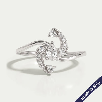 Pear Cut Lab Cluster Diamond Bypass Ring