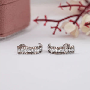 Fancy Brown Round Diamond Bar Earrings