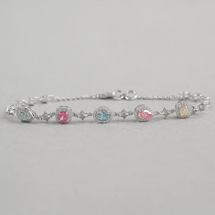 Fancy Color Diamond Halo Designer Bracelet