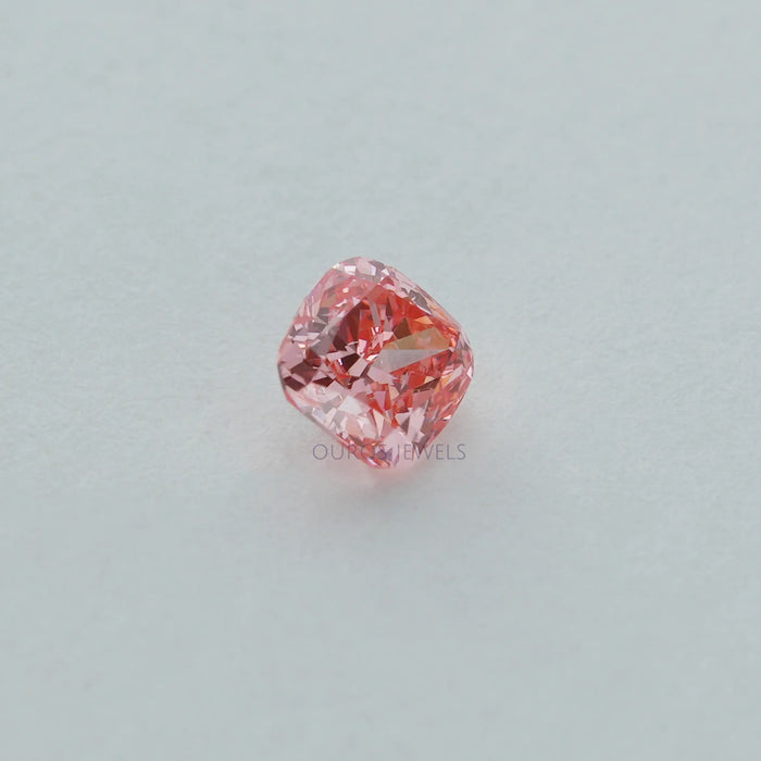 side view of each pink cushion shaped lab diamonds loose