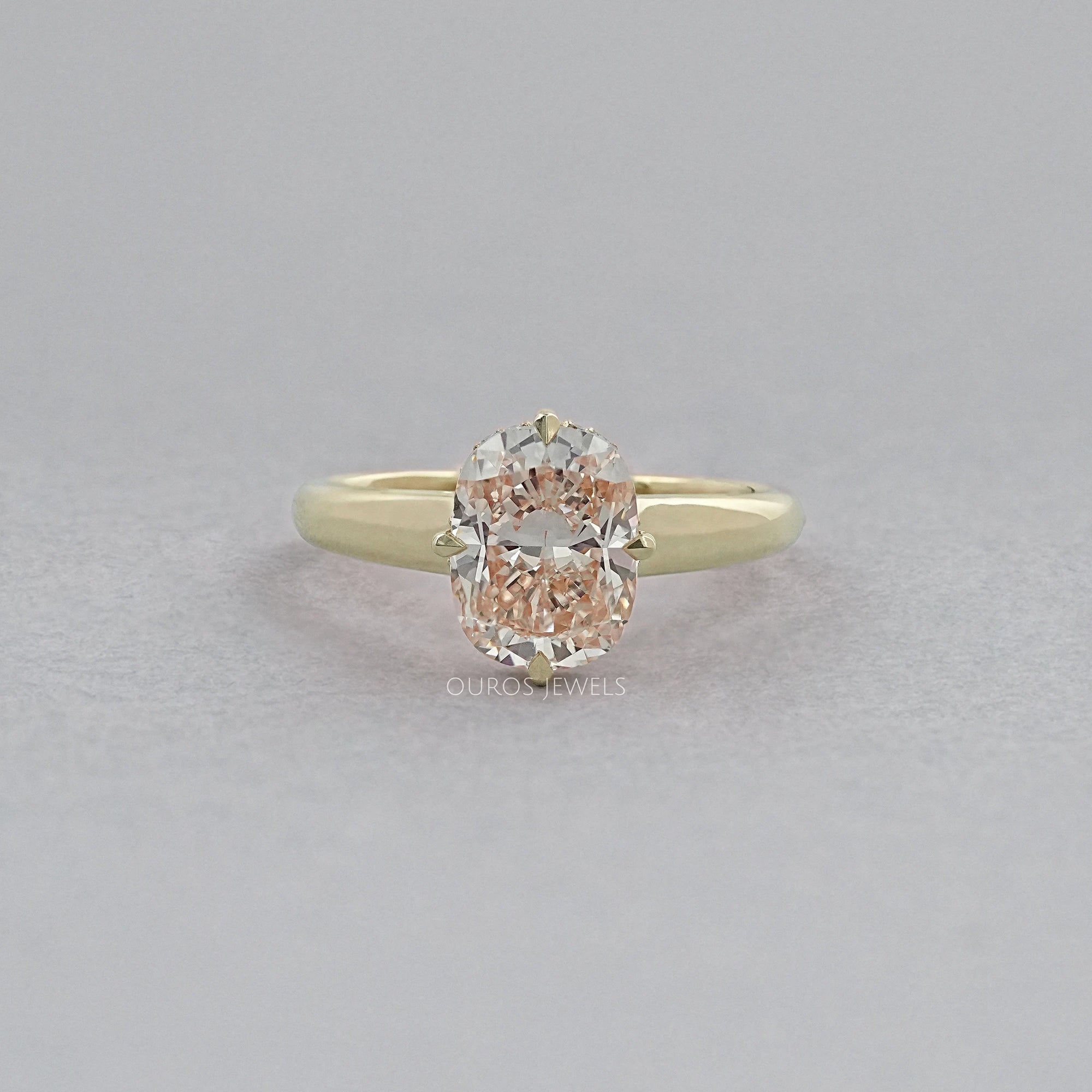 Fancy Intense Pink Cushion Cut Hidden Halo Ring