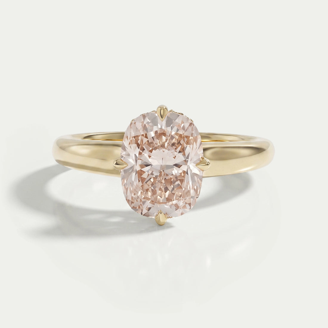 Fancy Intense Pink Cushion Cut Hidden Halo Ring Ring