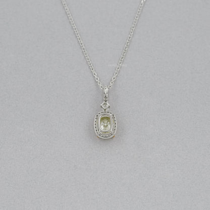 Fancy Intense Yellow Cushion Diamond Halo Pendant Necklaces