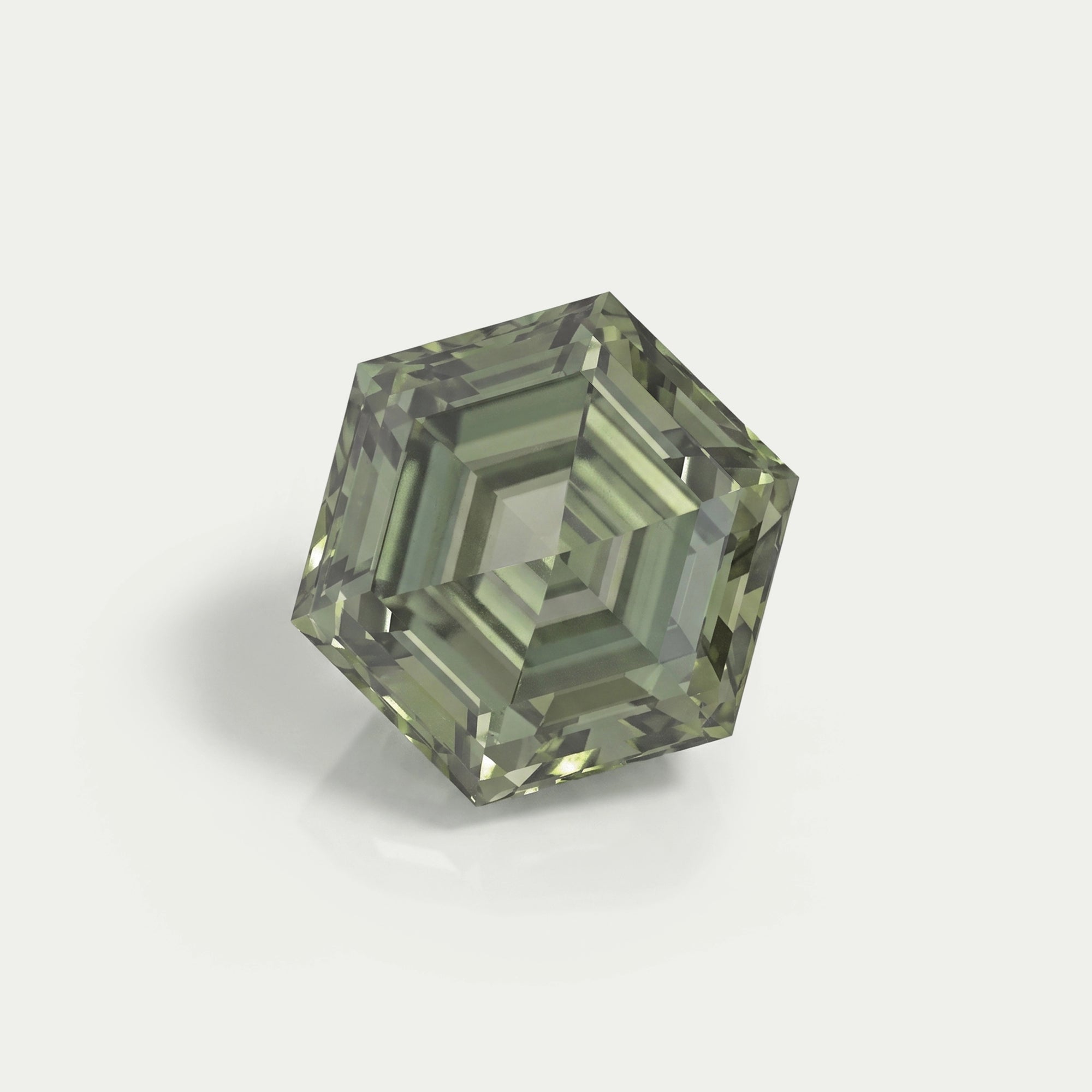 Fancy Vivid Green Step Cut Hexagonal Loose Diamond