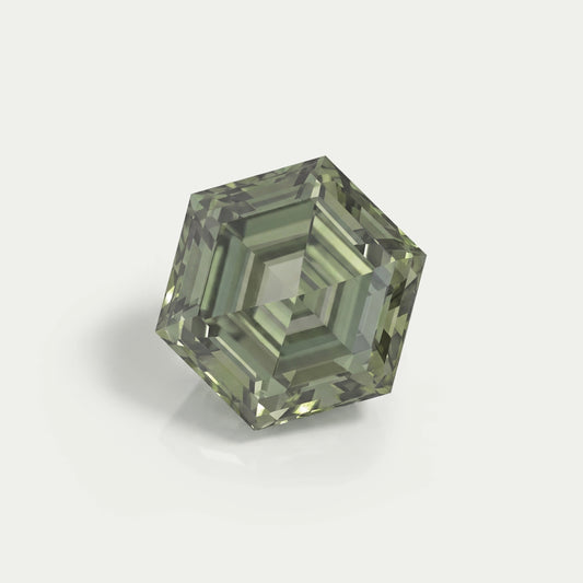 Fancy Vivid Green Step Cut Hexagonal Loose Diamond 