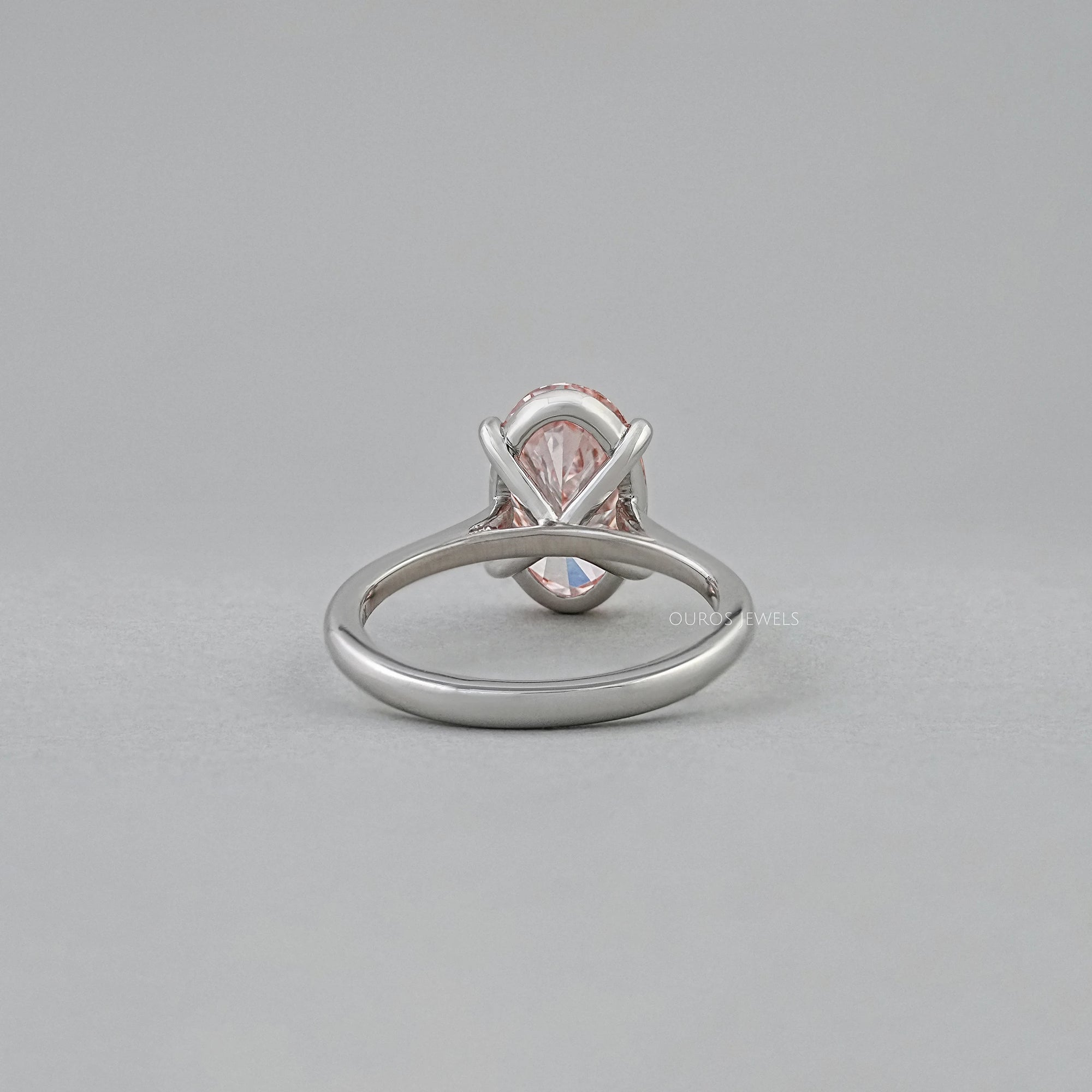 Fancy Vivid Pink Oval Lab Diamond Solitaire Ring Ring