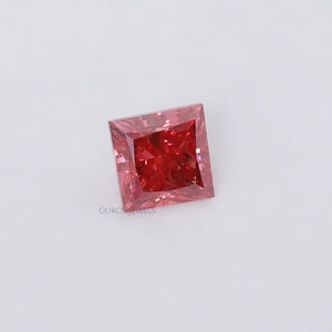 2.00 Carat  Red Princess Cut Lab Grown Diamond