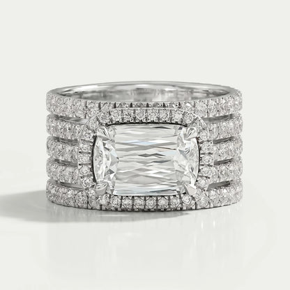 Five Row Ashoka Cut Lab Diamond Wedding Band Ring