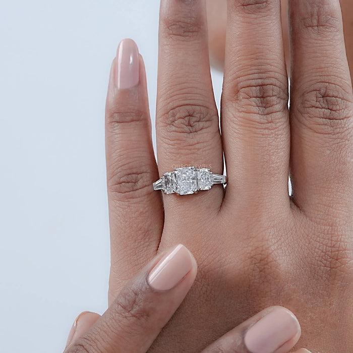 Radiant Lab Diamond Five Stone Engagement Ring