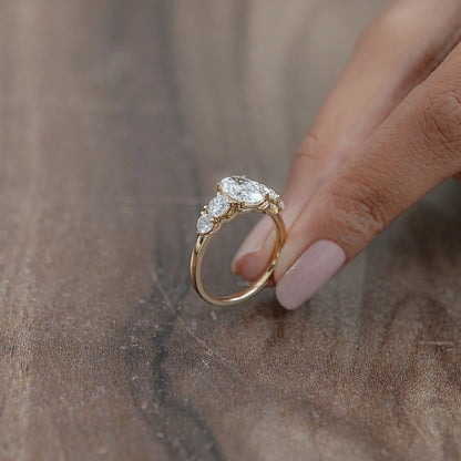 Five Stone Oval And Round Diamond Engagement Ring Rings