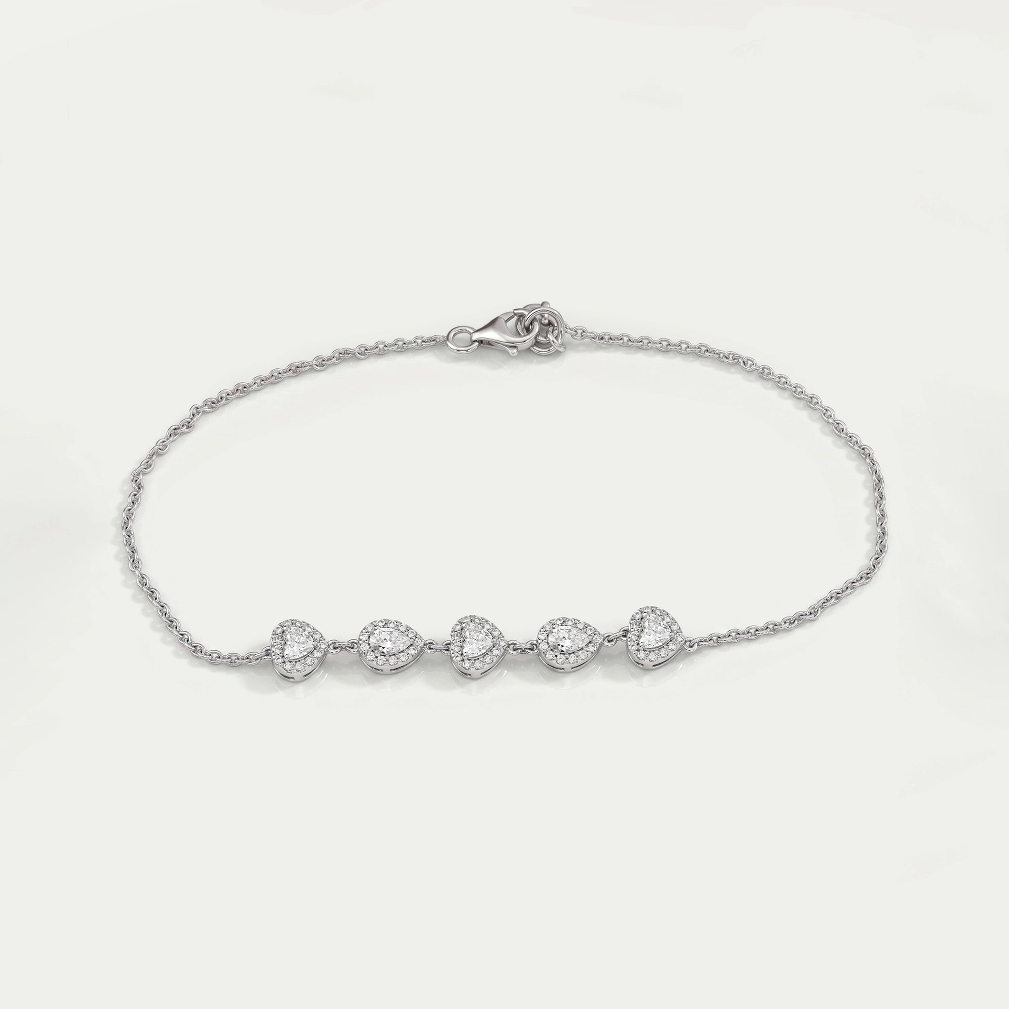 Five Stone Halo Lab Diamond Chain Bracelet Bracelet