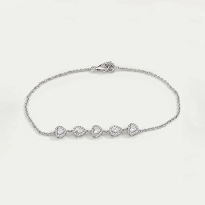 Five Stone Halo Lab Diamond Chain Bracelet Bracelet