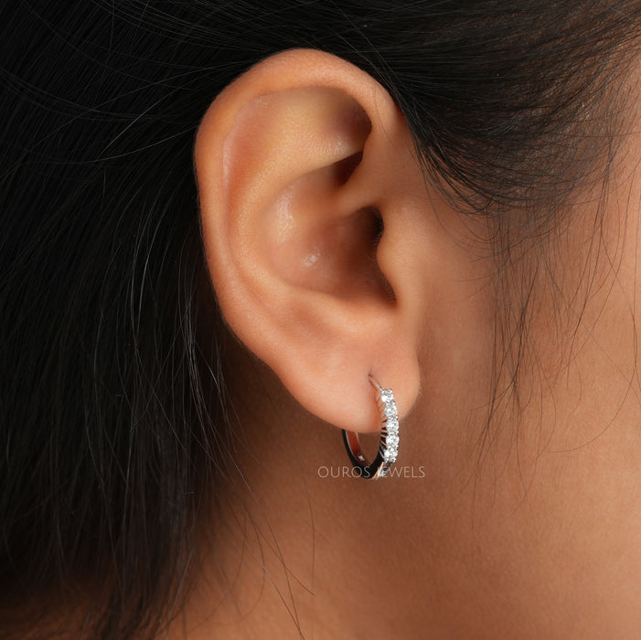 Round Lab Grown Diamond Hoop Earring