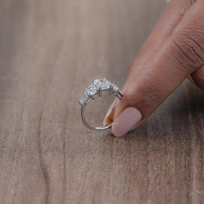 Radiant Lab Diamond Five Stone Engagement Ring