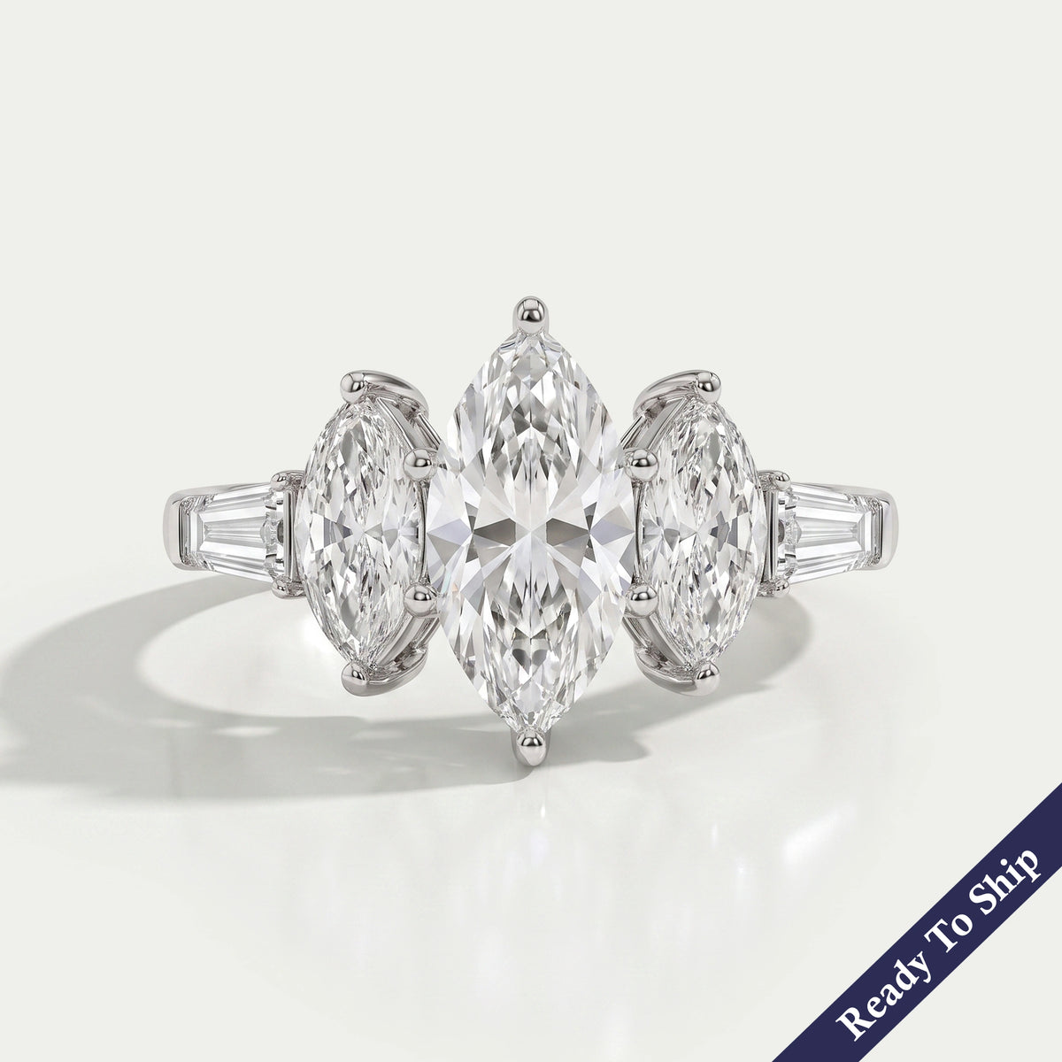 Five Stone Marquise Lab Diamond Engagement Ring