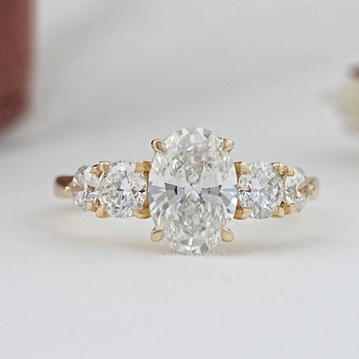 Five Stone Oval And Round Diamond Engagement Ring