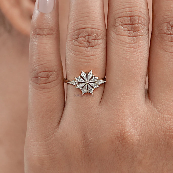 Floral Kite Shape Lab Diamond Ring