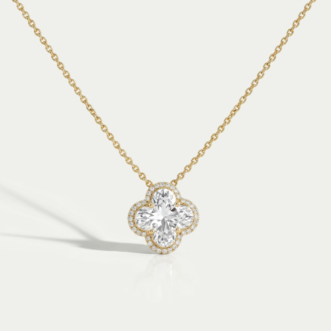 Floral Lab Grown Diamond Halo Pendant Necklaces