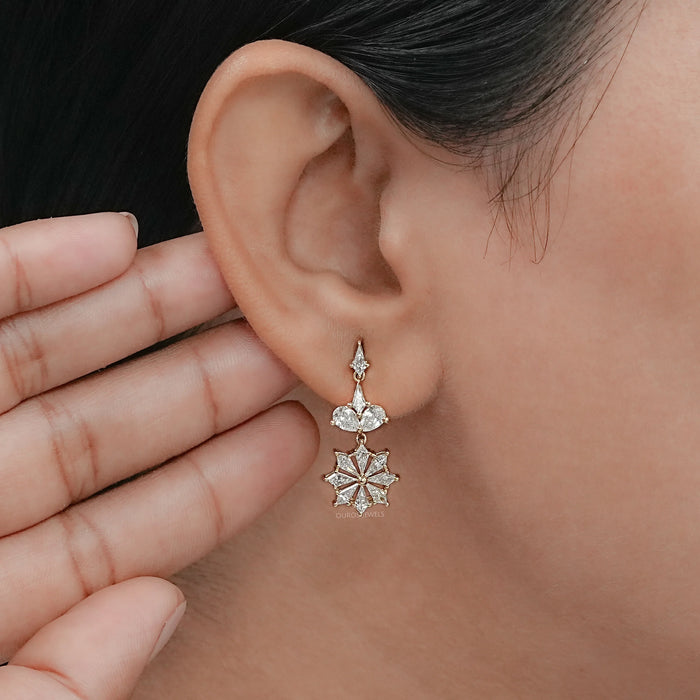 Floral Kite Diamond Drop & Dangle Earrings