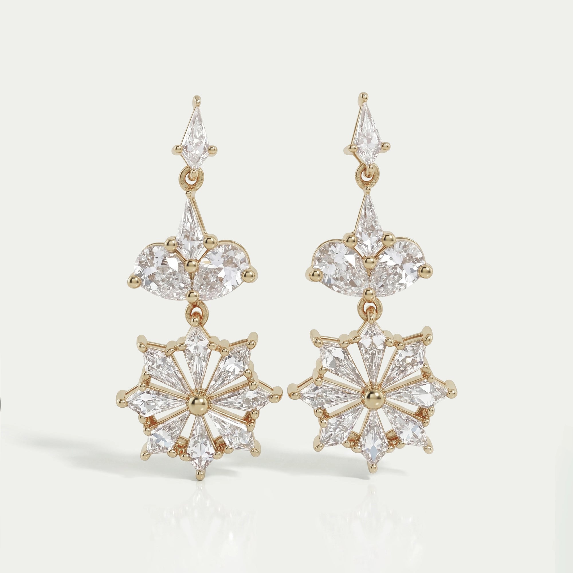 Floral Kite Diamond Drop & Dangle Earrings