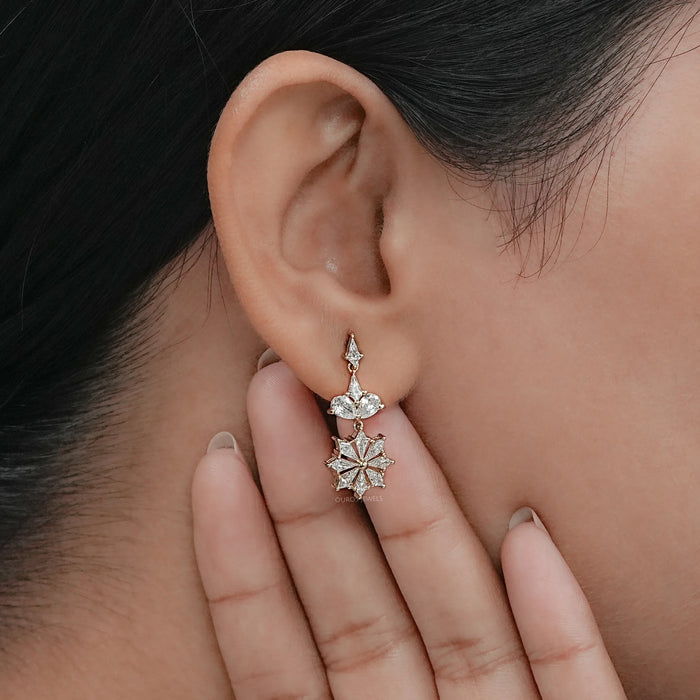 Floral Kite Diamond Drop & Dangle Earrings