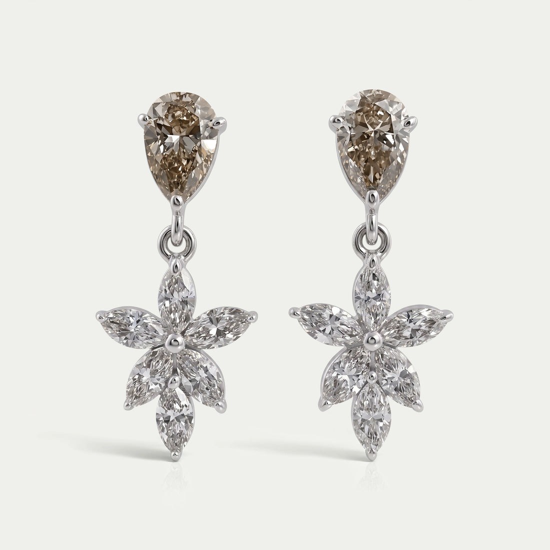 Floral Marquise Shape Drop Earrings Earrings