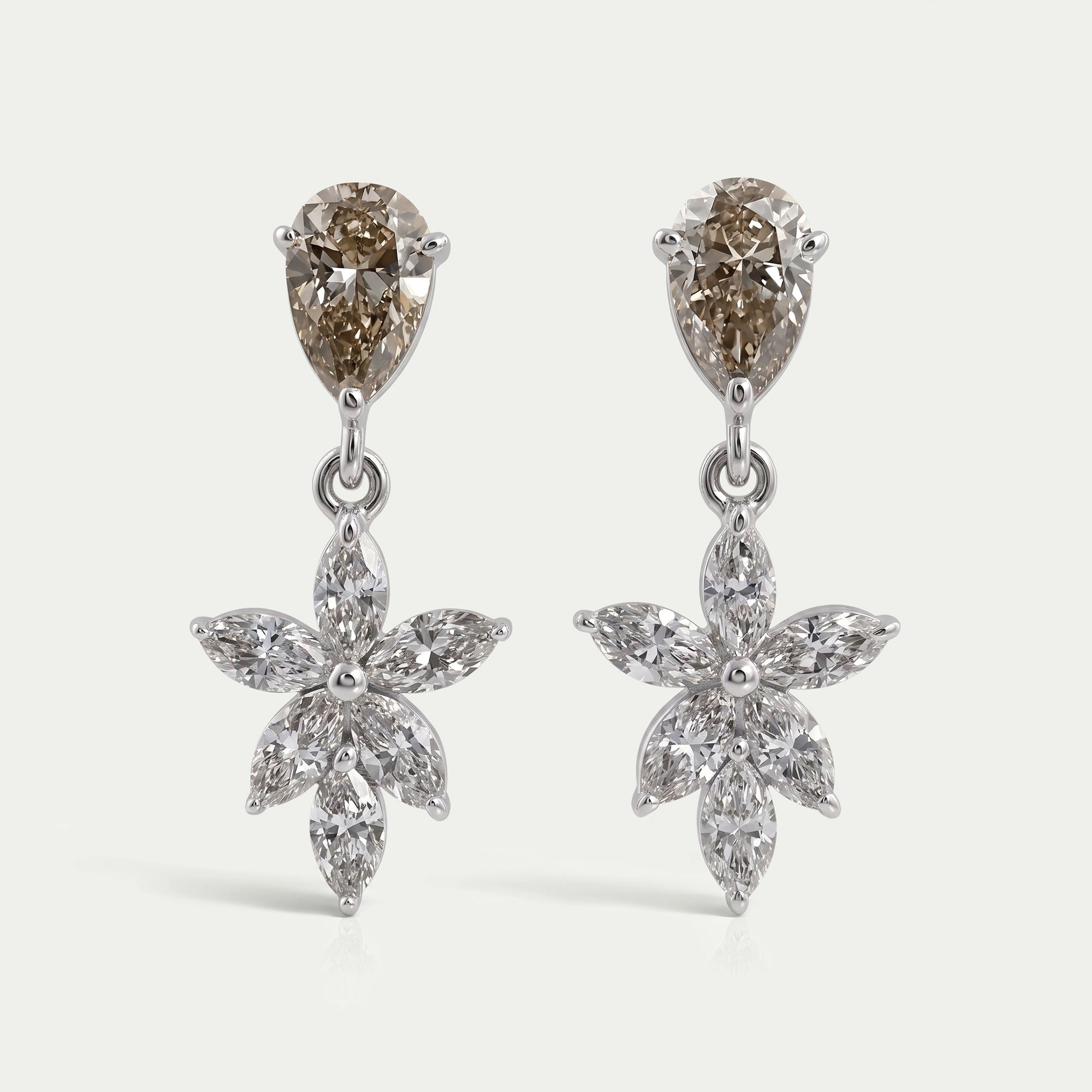 Floral Marquise Shape Drop Earrings Earrings