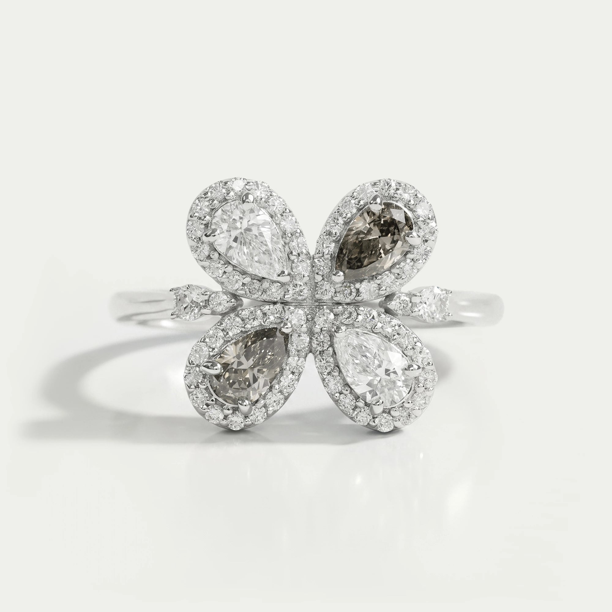 Unique Floral Shape Olive Pear Cut Halo Lab Diamond Ring