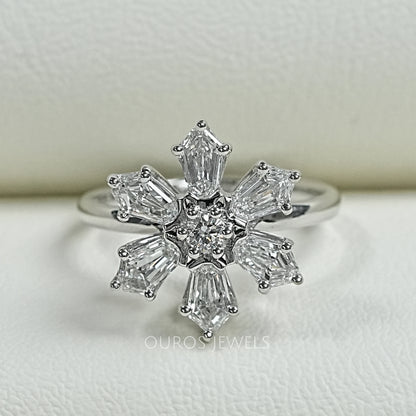 Shield Diamond Floral Anniversary Ring Rings