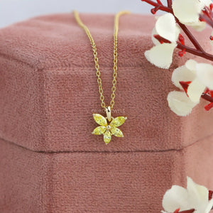 Yellow Marquise Cut Lab Grown Diamond Floral Style Pendant