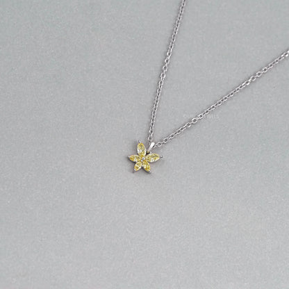 Yellow Marquise Cut Lab Grown Diamond Floral Style Pendant Necklaces